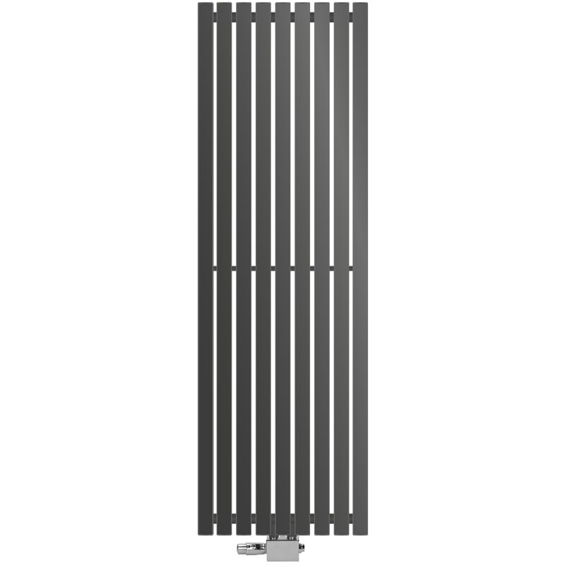 foto del prodotto ecd germany radiatore stella antracite 480 x 1400 mm con termostato attacco centrale connessione universale calorifero riscaldamento da bagno