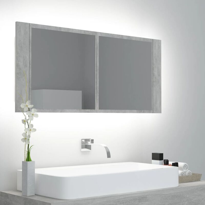 foto del prodotto furniture limited armadietto a specchio con luci led grigio