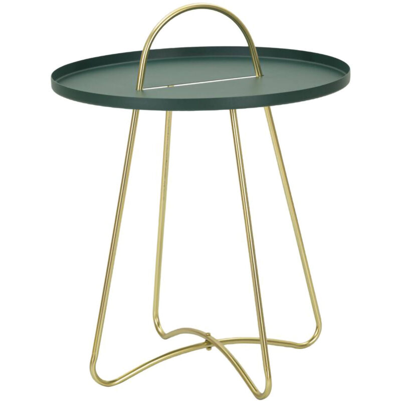 foto del prodotto tavolino da salotto nigra, tavolo basso da caff , portariviste per divano, ripiano da soggiorno, 45x45 h59 cm, verde e oro dmora