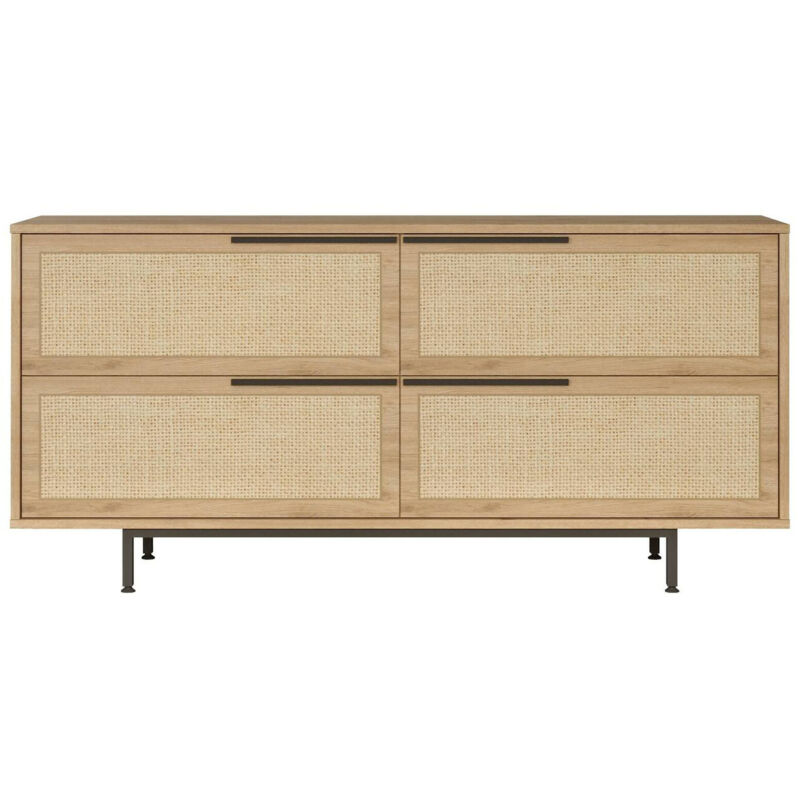 foto del prodotto dmora credenza anterivo, buffet da soggiorno, madia da salotto, dispensa da cucina, 160x45 h74 cm, noce e quercia
