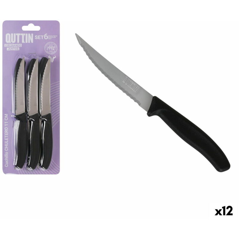 immagine 0 del prodotto quttin set di coltelli 11 cm nero argentato 6 pezzi 12 pezzi 