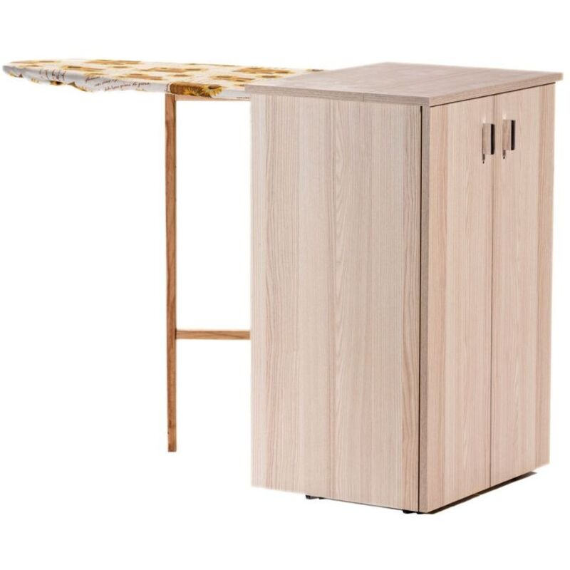 foto del prodotto mobile da stiro con ante e ruote colore rovere sbiancato 55x82h cm nadia
