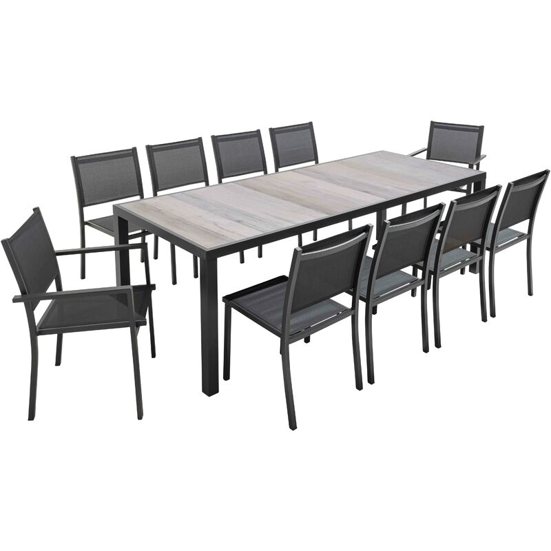 foto del prodotto salotto da giardino 10 posti e ceramica effetto legno grigio tivoli