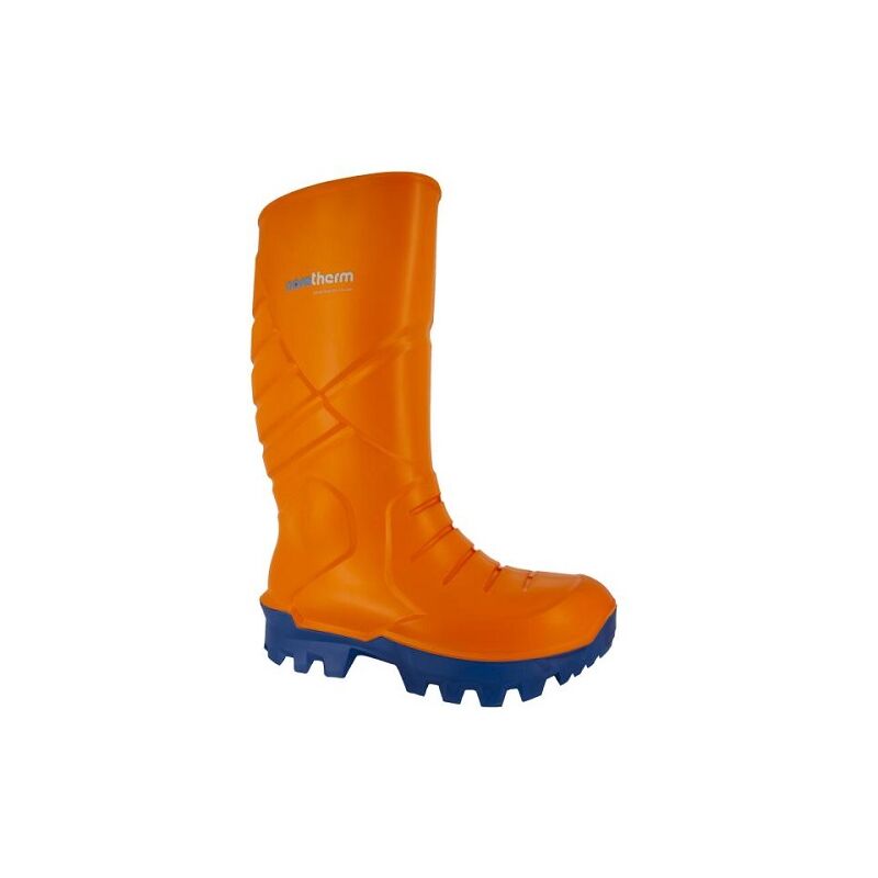 foto del prodotto stivale idrico di sicurezza termica northerm s5 per agricoltura, arancione, suola blu, taglia 47