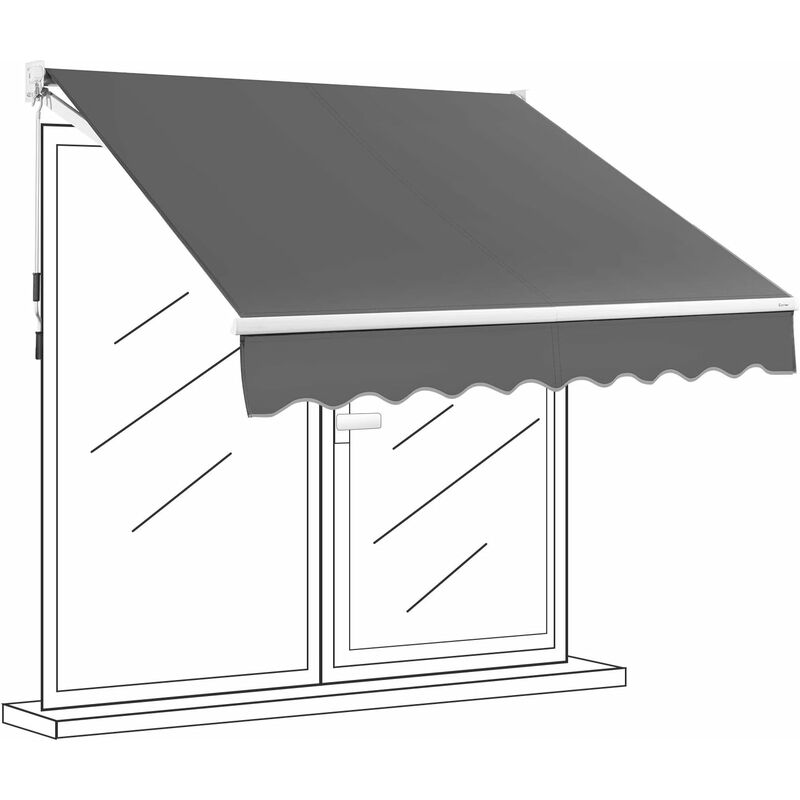 foto del prodotto tenda da sole retrattile,tenda parasole impermeabile, tenda da sole per finestre e porte da giardino e balcone, con struttura metallica, grigio