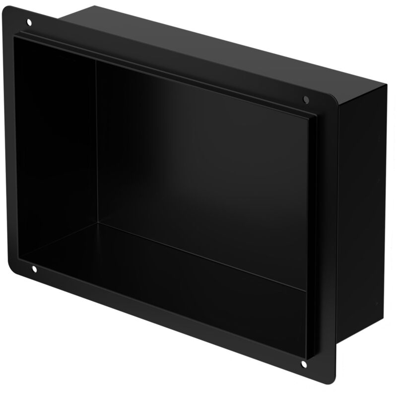 foto del prodotto luxebath nicchia a parete senza bordo in acciaio inossidabile 20x30x10 cm nero nicchia da muro senza cornice per bagno ripiano da incasso senza