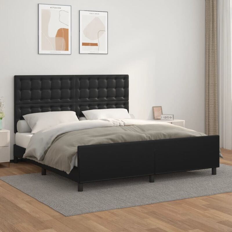 foto del prodotto letto adulto,giroletto con testiera,letto matrimonial,letto con testiera nero 180x200 cm in similpelle dgvs8283393 bonnevie