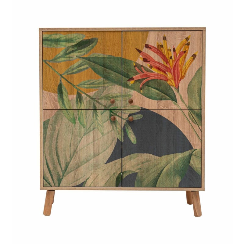 foto del prodotto credenza canopo, buffet da soggiorno, madia da salotto, dispensa da cucina, 95x36 h111 cm, quercia e verde dmora