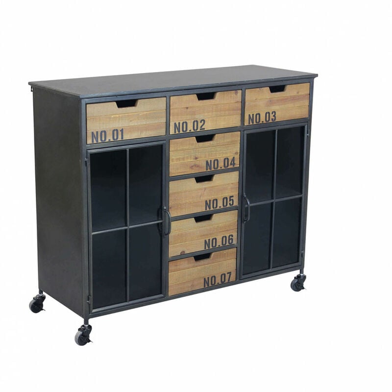foto del prodotto bob gardens madia industrial in acciaio,legno cm 98,5x38,5x84 doran