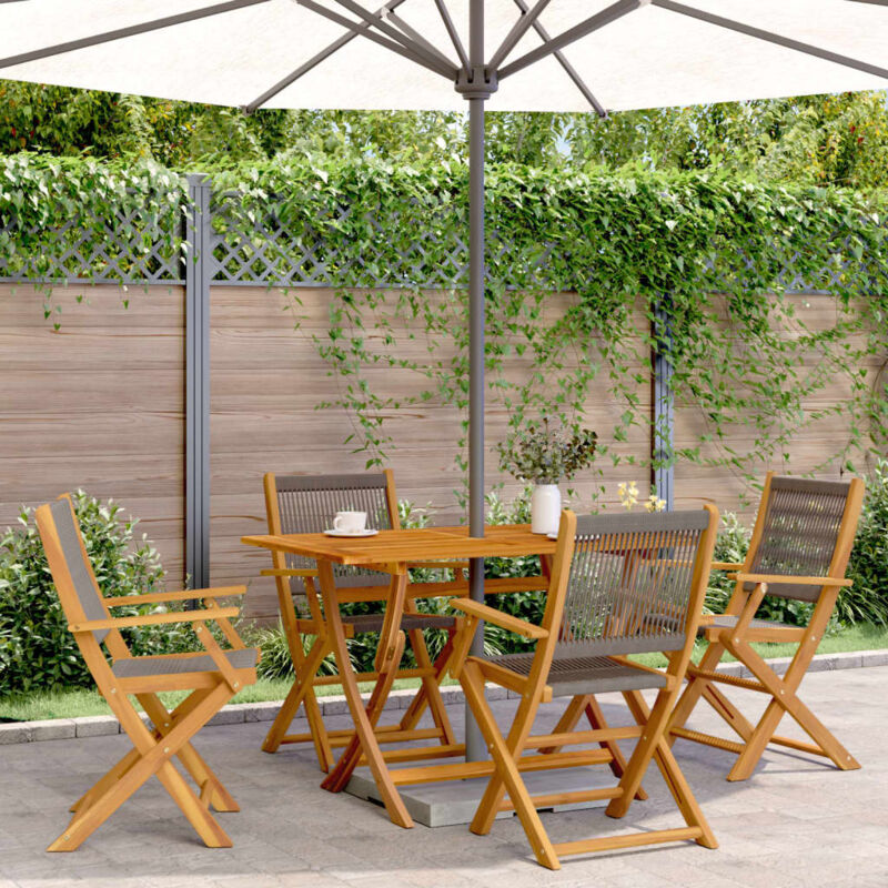 foto del prodotto vidaxl sedie da giardino pieghevoli 4pz grigie legno massello acacia