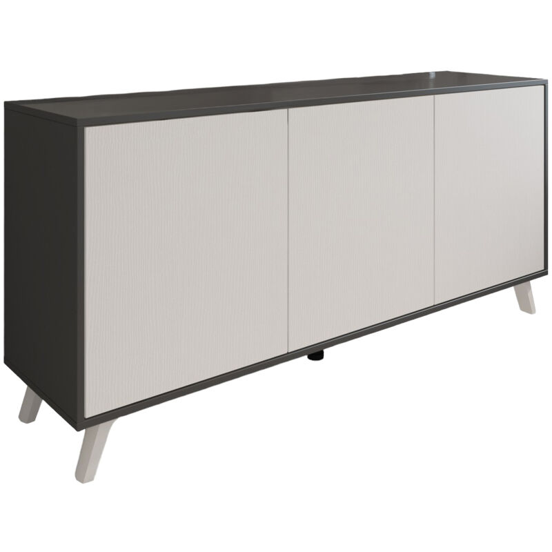 foto del prodotto credenza annina, buffet da soggiorno, madia da salotto, dispensa da cucina, 154x40h72 cm, antracite e bianco dmora