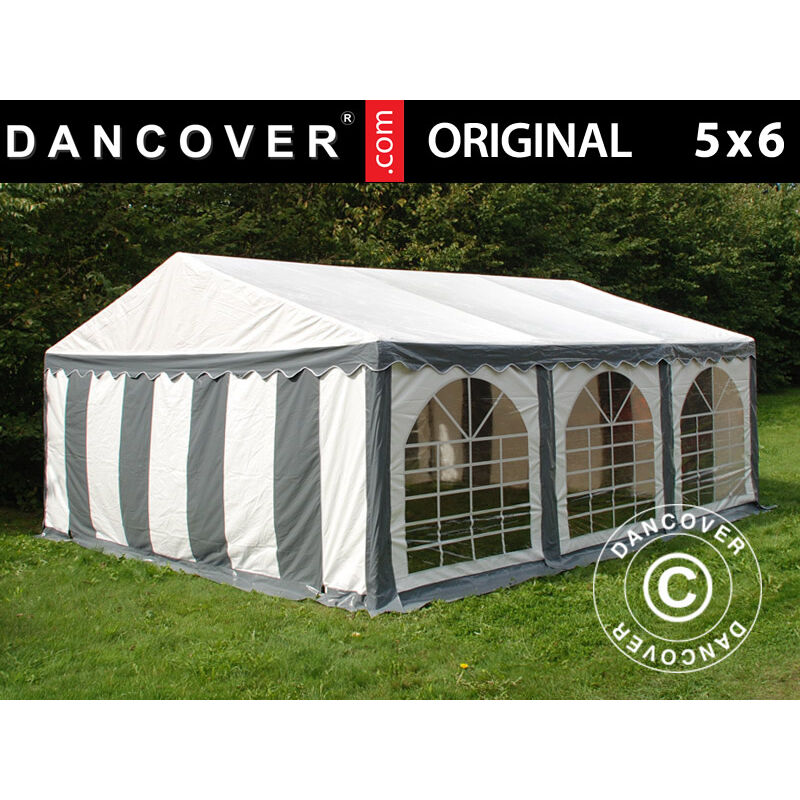 foto del prodotto dancover tendone gazebo per feste original 5x6m pvc, grigio bianco