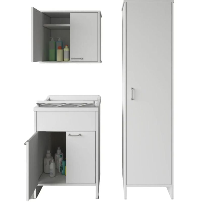 foto del prodotto negrari mobile lavatoio 2 ante 60x50x85 pensile 60x34x52 colonna 45x50x182 cm