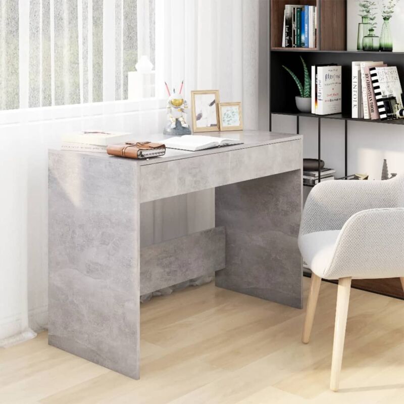 foto del prodotto the living store furniture limited scrivania grigio cemento 101x50x76,5 cm in