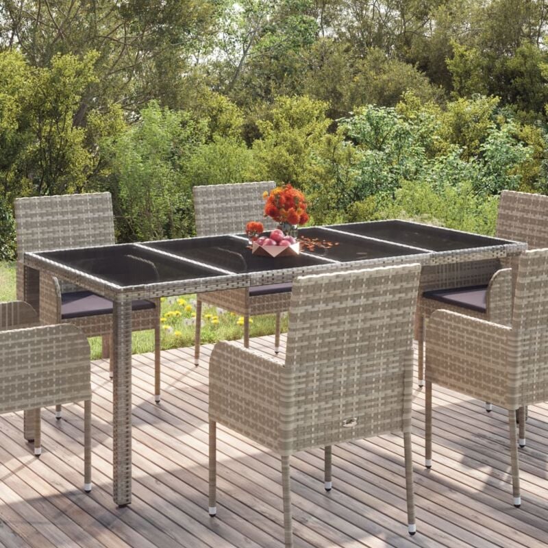 foto del prodotto kalisse furniture limited tavolo da giardino piano in vetro grigio