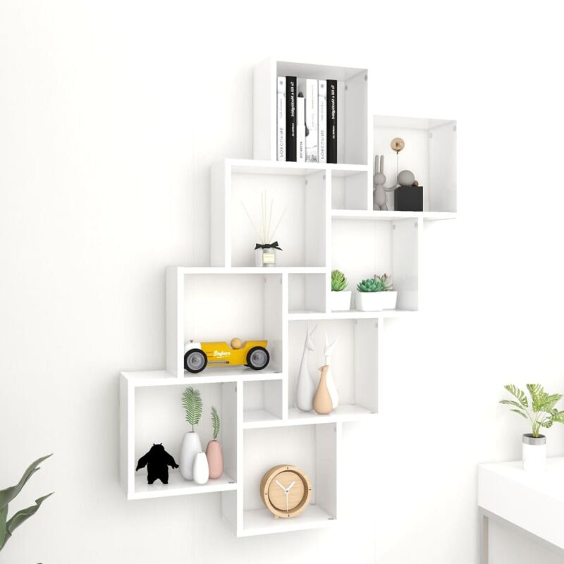 foto del prodotto furniture limited mensola parete a cubo bianca 90x15x119 cm in
