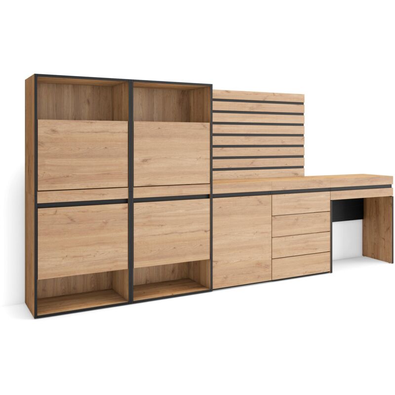 foto del prodotto scarpiera, mobile salvaspazio, 297x145x35 cm, camera da letto, stanza, cassettiera, pannelli decorativi, tavolo da toeletta, stile moderno, rovere