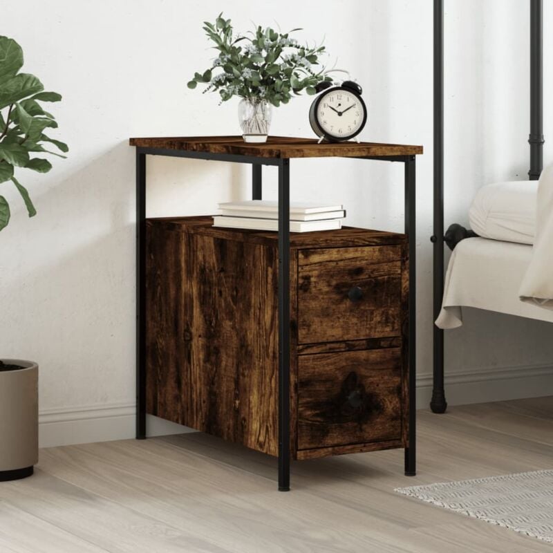 foto del prodotto comodino ,tavolini da notte ,tavolini da divano rovere fumo 30x60x60 cm legno multistrato vxn913597 bonnevie