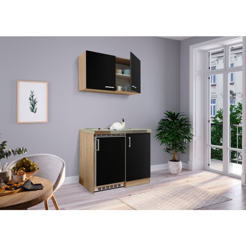 foto del prodotto cucina mini cucina cucina singola dispensa rovere nero levin 100 cm respecta