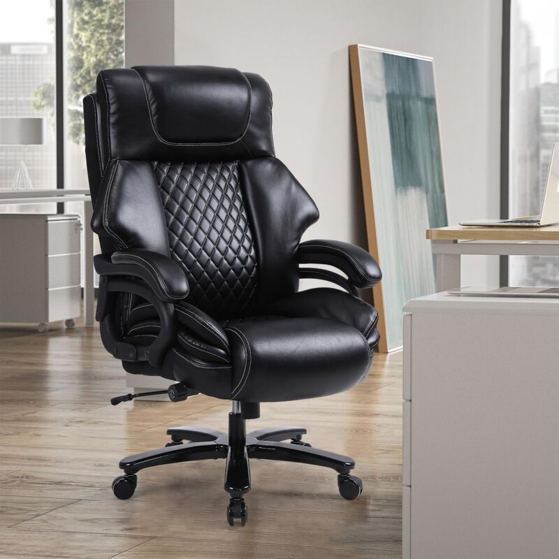 foto del prodotto okwish sedia da ufficio poltrona direzionale portata 200 kg sedia da ufficio 200 kg sedia da ufficio ergonomica sedia girevole in pelle con