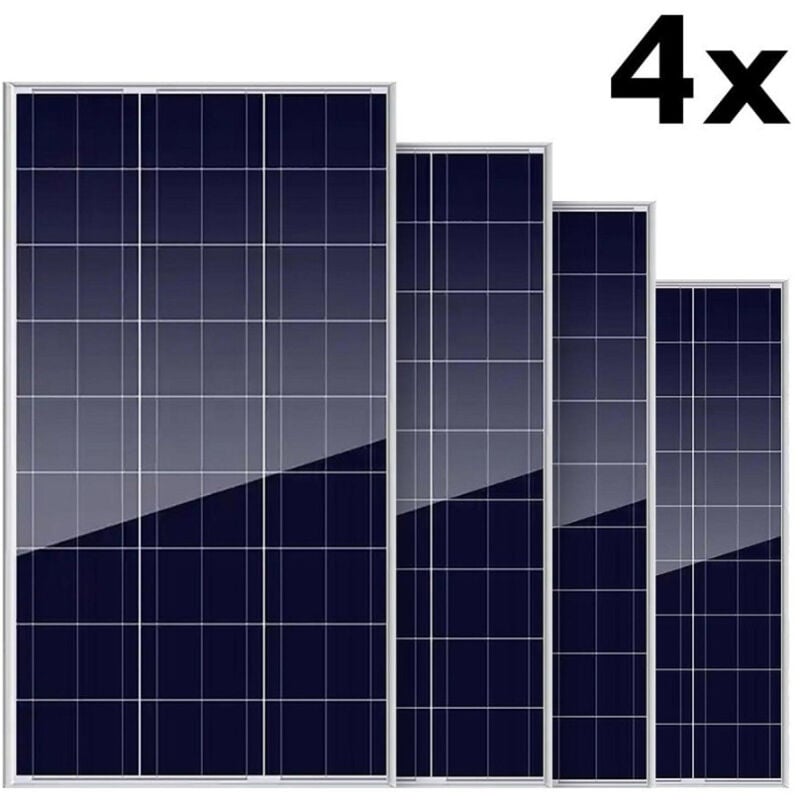 foto del prodotto set 4pz pannello per energia solare fotovoltaico policristallino 100w 18v batteria trade shop traesio