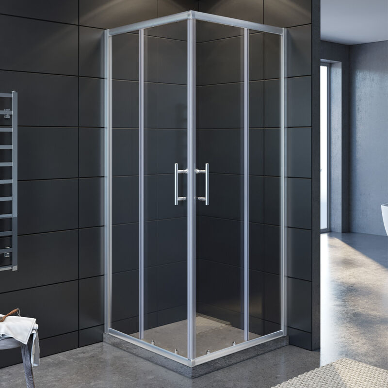 foto del prodotto box doccia 70x70x195cm ingresso angolare doppia porta scorrevole vero vetro sonni