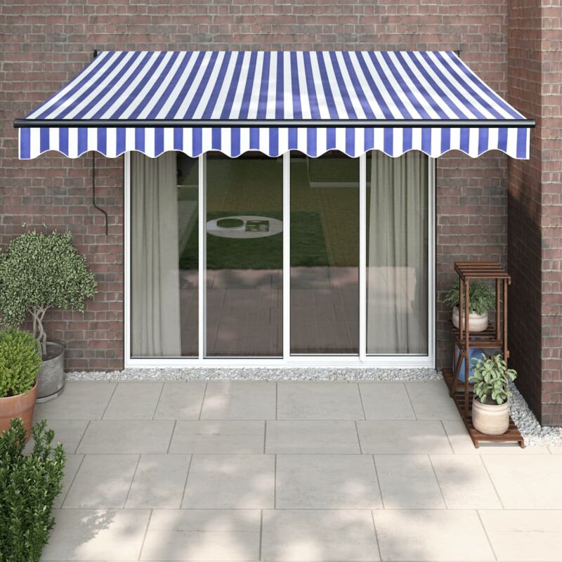 foto del prodotto vidaxl furniture limited tenda sole retrattile blu e bianca 3,5x2,5m