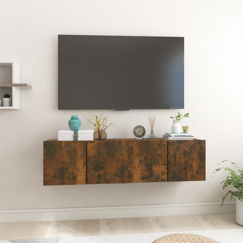 foto del prodotto vidaxl mobili porta tv pensili 2 pz rovere fumo 60x30x30 cm