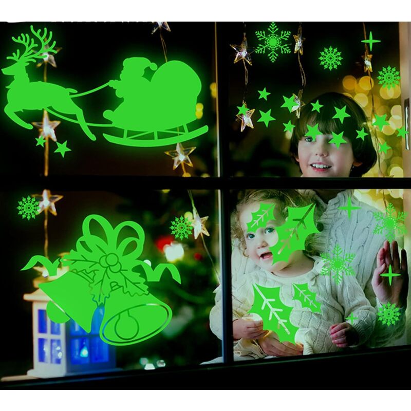 foto del prodotto tonchean altre decorazioni natalizie, adesivi luminosi per finestre con fiocchi di neve natalizi, adesivi murali natalizi, adesivi per finestre