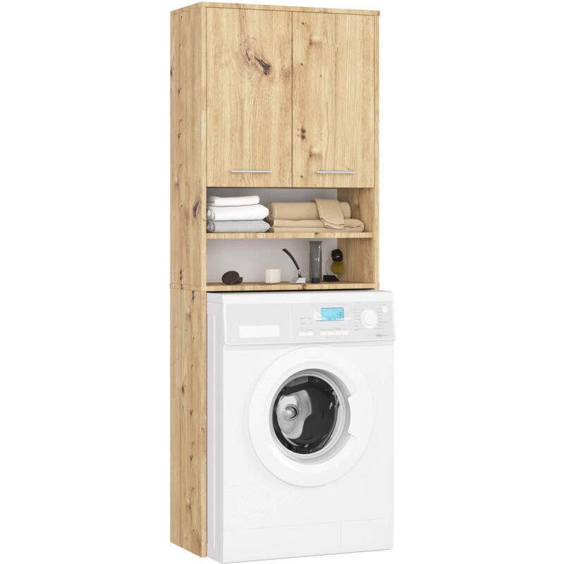 foto del prodotto colonna da bagno akord fin per incasso di una lavatrice quercia artisan 64 cm 2 ante 64x30x180 cm