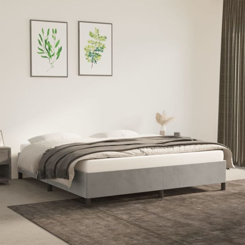 foto del prodotto struttura letto per adulti,telaio del letto,giroletto grigio chiaro 180x200 cm in velluto qsw42986