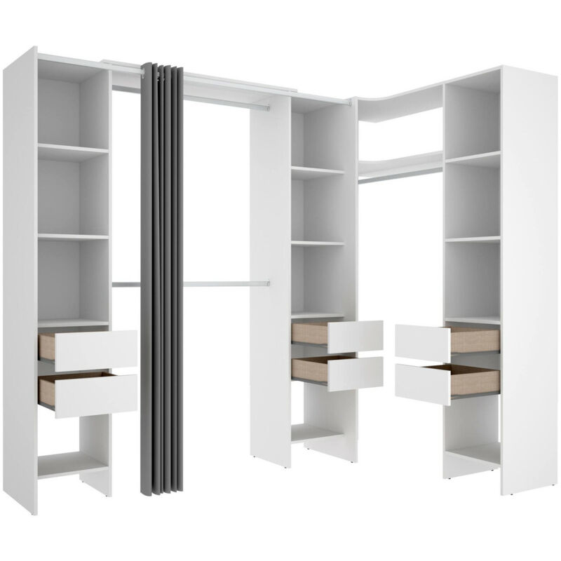 foto del prodotto guardaroba grande alanno, mobile camera da letto, cabina armadio portabiti, armadio appendiabiti, 234x141 h205 cm, bianco dmora