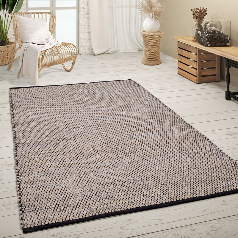 foto del prodotto paco home tappeto salotto pelo corto fatto a mano motivo m lange boho fibra naturale juta 120x170 cm, antracite