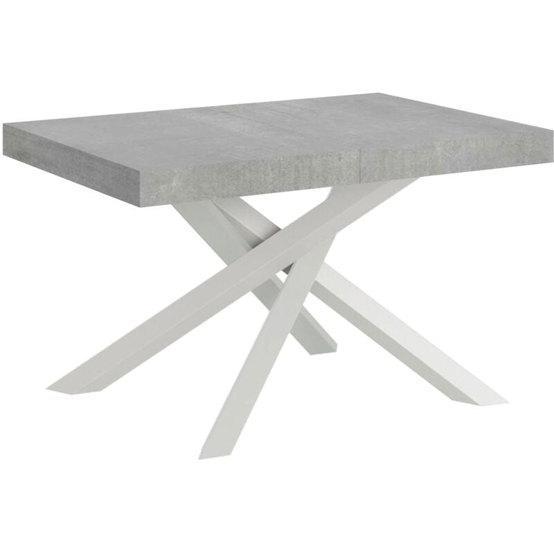 foto del prodotto tavolo allungabile 120 224x90x77 cm volantis premium cemento telaio bianco