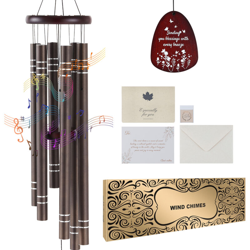 foto del prodotto mophorn 1067 mm campanelli eolici tono profondo con 6 tubi, grandi campanelli eolici commemorativi per anniversario, decorazioni per esterni,
