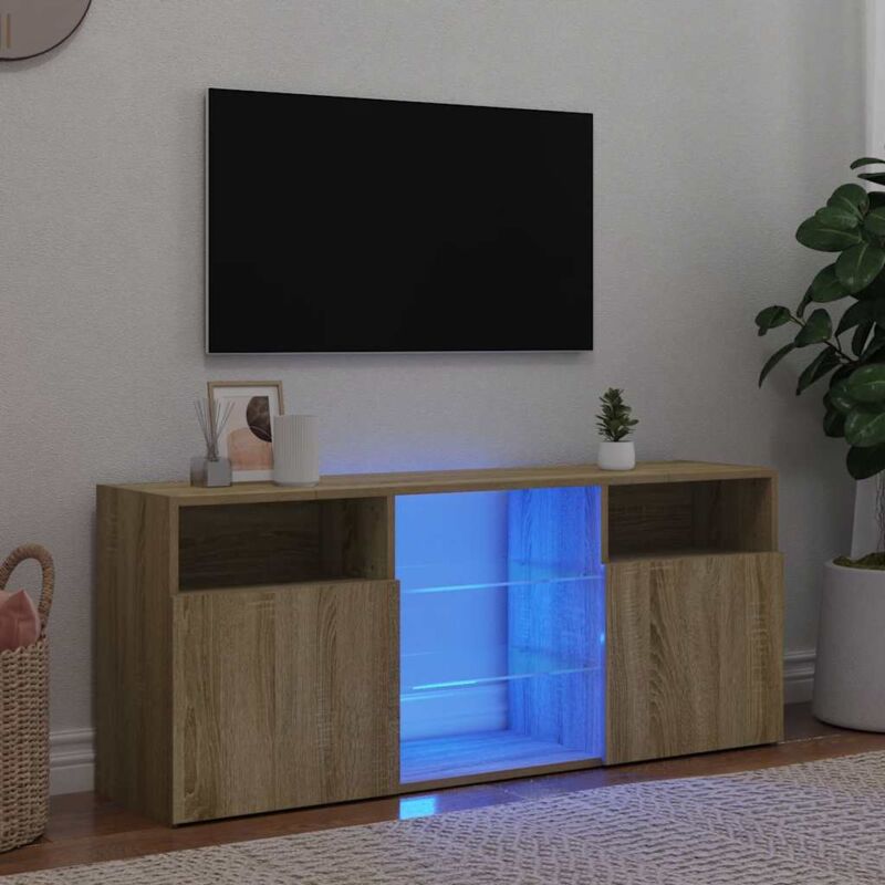 foto del prodotto vidaxl mobile porta tv con luci led rovere sonoma 120x30x50 cm