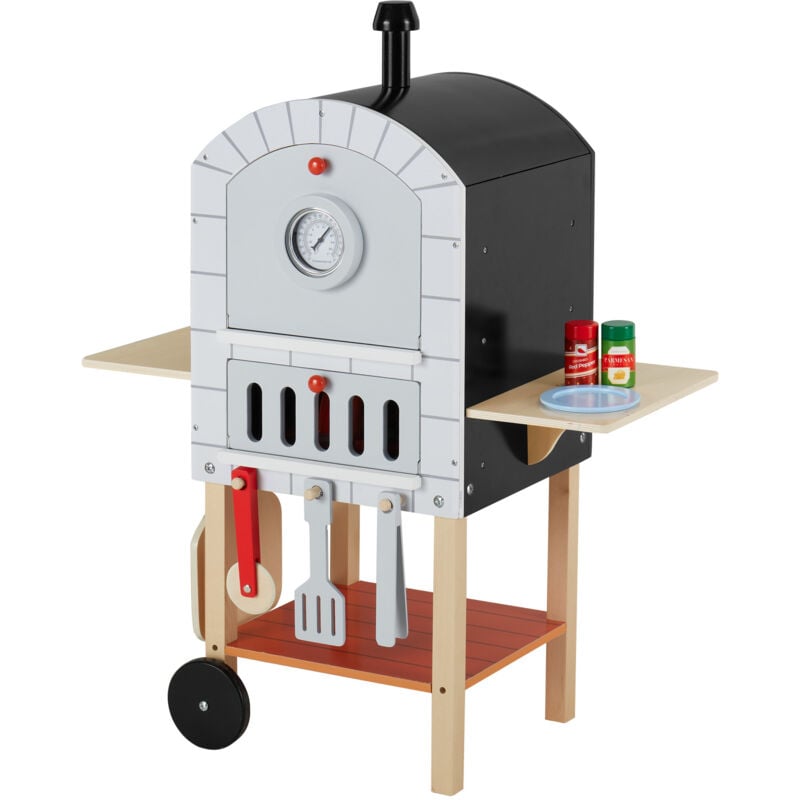 foto del prodotto forno pizza con 24 accessori per bambini, grigio naturale teamson kids