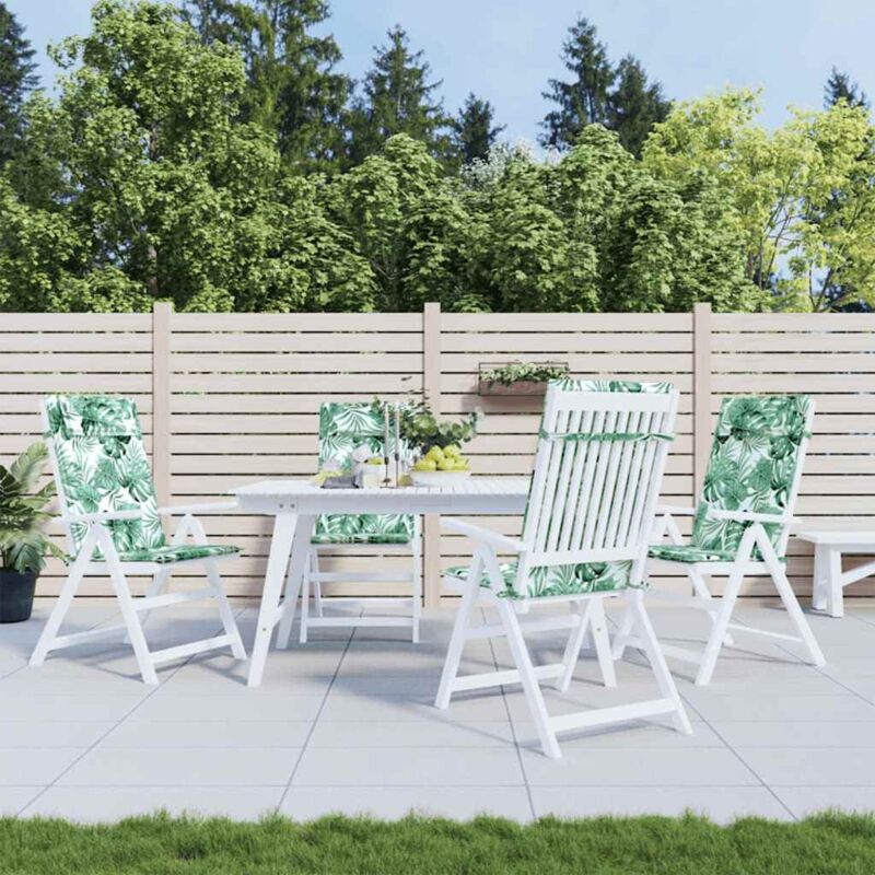 foto del prodotto vidaxl cuscini sedia schienale alto 4 pz motivo foglie tessuto oxford
