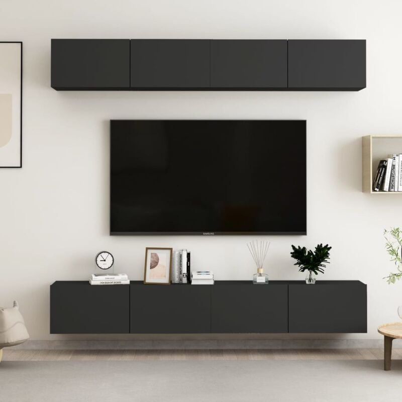 foto del prodotto vidaxl mobili porta tv 4 pz neri 100x30x30 cm in legno multistrato