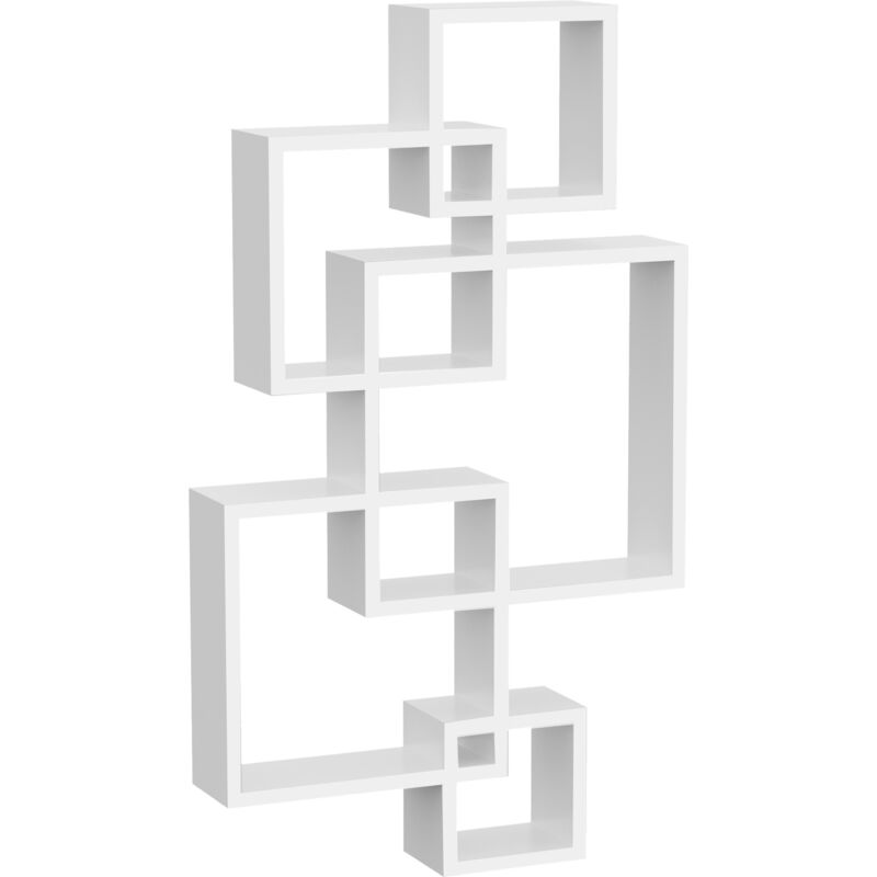 immagine 0 del prodotto mobile libreria moderna a parete con 5 cubi intrecciati in legno bianco homcom