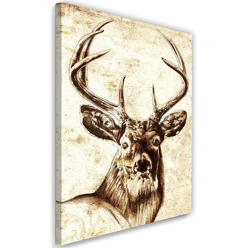 foto del prodotto gbshop quadro su tela, animali cervo vintage beige 70x100