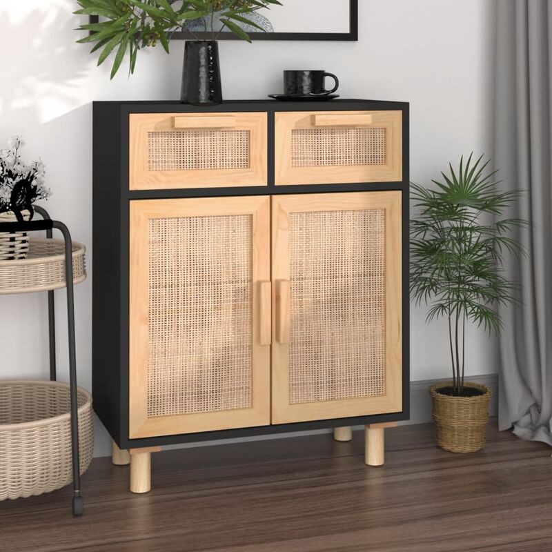 foto del prodotto furniture limited credenza nera 60x30x75 cm legno massello pino