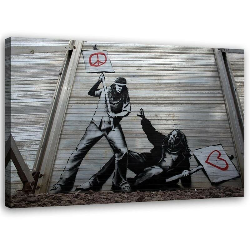 foto del prodotto gbshop quadro su tela, banksy arte di strada graffiti 90x60