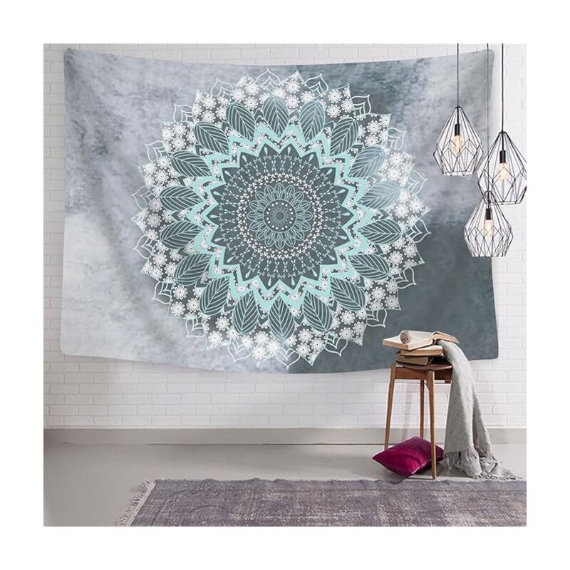foto del prodotto bebusingoto arazzo da parete con mandala, stile hippie boh mien, motivo floreale psichedelico, decorazione indiana per dormitorio, per soggiorno,