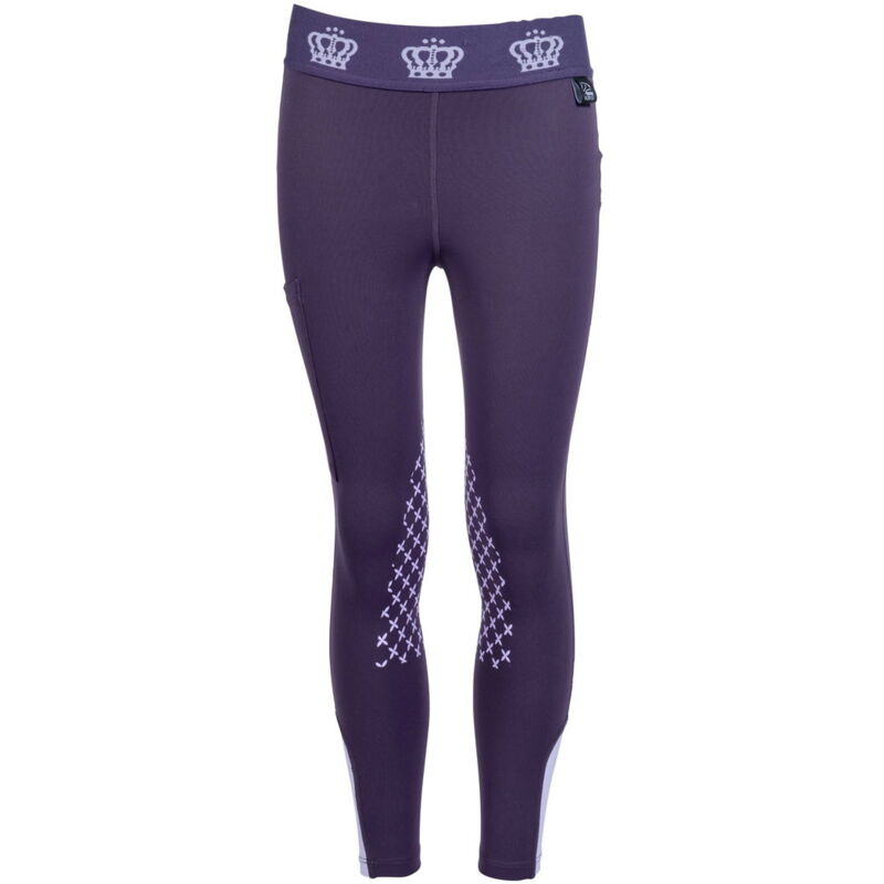 foto del prodotto pantaloni leggins bambina per equitazione con grip al ginocchio modello lola 11 13 anni, lilla scuro 3300