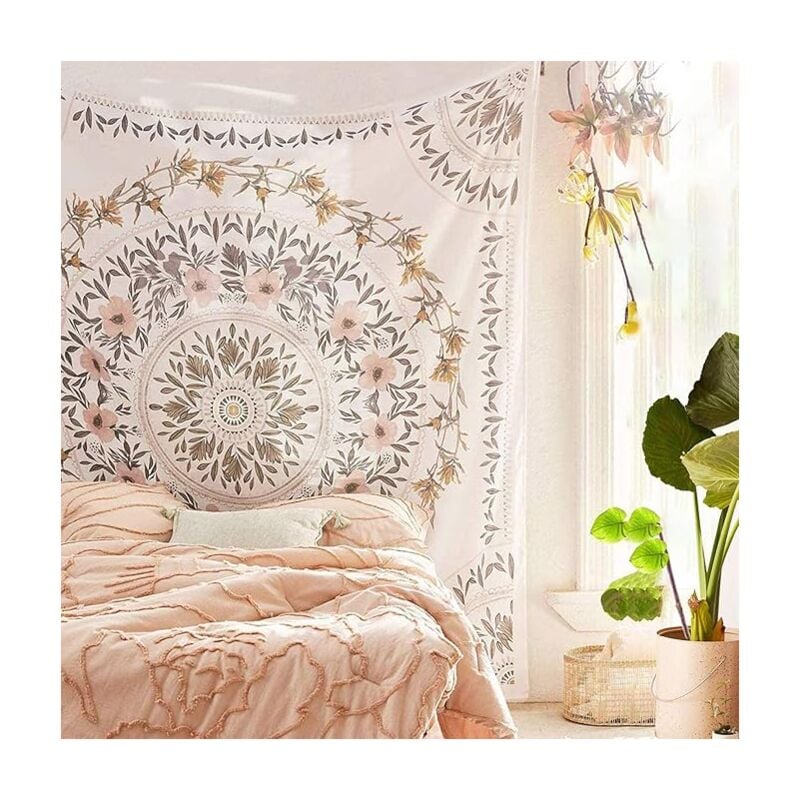 foto del prodotto bebusingoto arazzo da parete con medaglione floreale, stile boh mien, mandala indiano, dipinto murale per camera da letto, soggiorno, dormitorio,