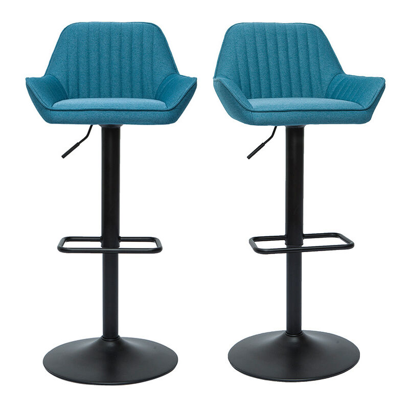 immagine 0 del prodotto sgabelli da bar regolabili design in tessuto blu anatra set di 2 ronnie