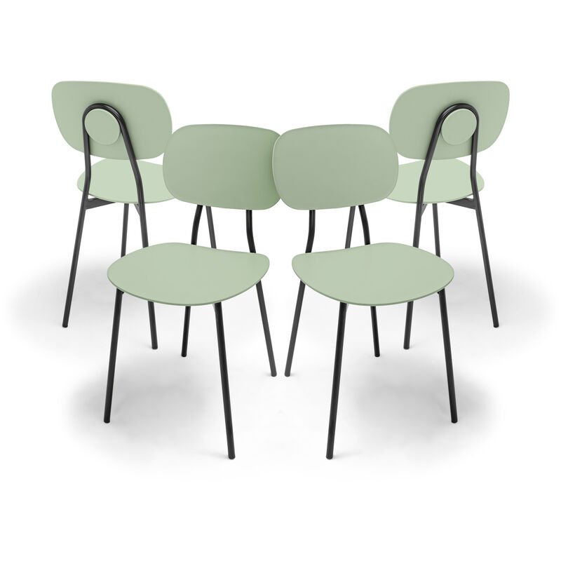 immagine 0 del prodotto fabriano set di 4 sedie di design in metallo e pp, stile moderno, colore elegante verde