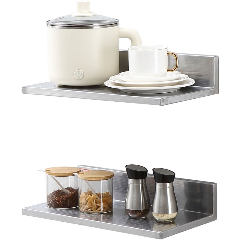 foto del prodotto vevor mensola da parete a forma di l acciaio inox 406 x 218 x 85mm scaffale murale per cucina soggiorno capacita carico max. 20kg, mensola da parete