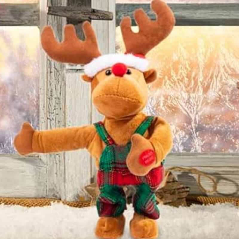 foto del prodotto twerking rudolph la renna dal naso rosso peluche animato natale canto e ballo animali di peluche per bambini ymyny